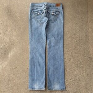 True Religion Light Wash Made In USA Flap Pockets Straight Jeans Men's Size 30